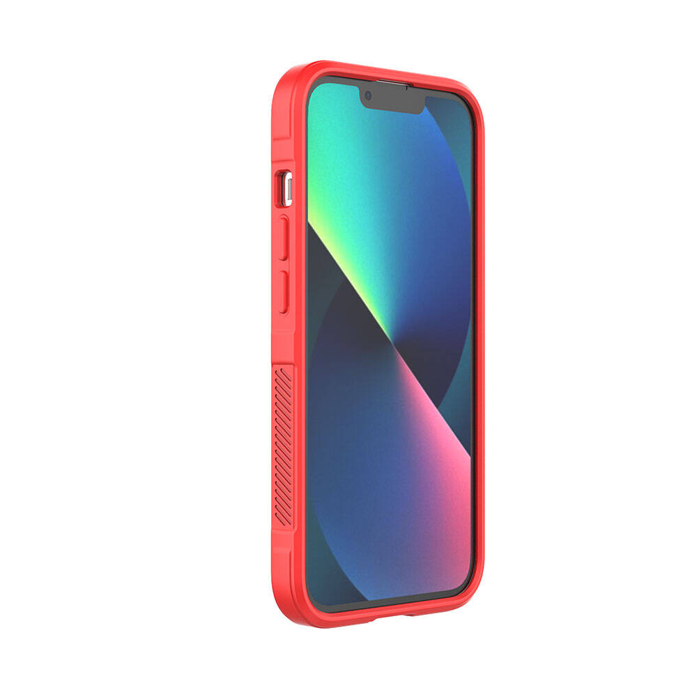 Apple iPhone 13 Kılıf Esnek TPU Oyuklu Arka Yüzey Tasarımlı Zore Etnik Silikon Kapak Kırmızı