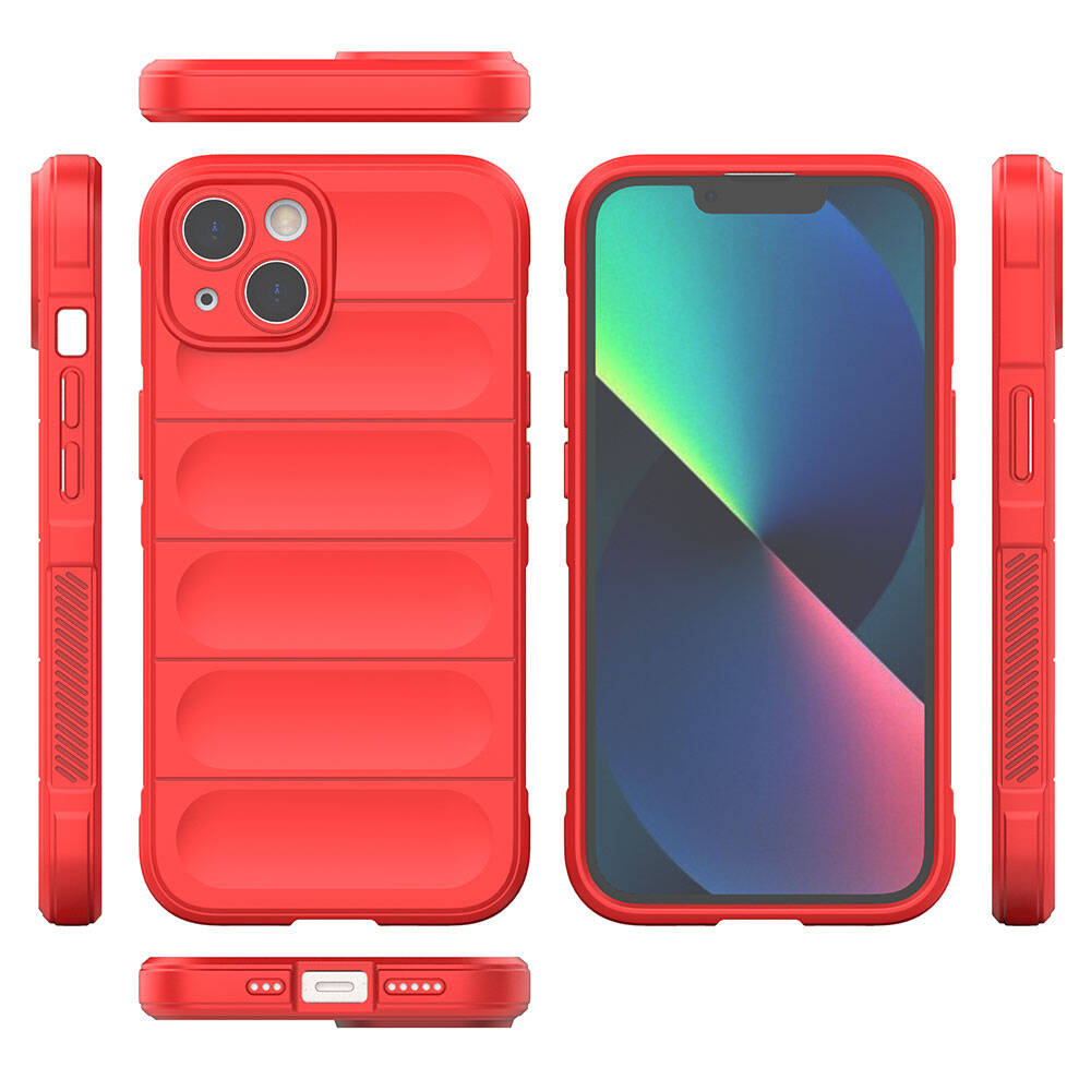 Apple iPhone 13 Kılıf Esnek TPU Oyuklu Arka Yüzey Tasarımlı Zore Etnik Silikon Kapak Koyu Yeşil