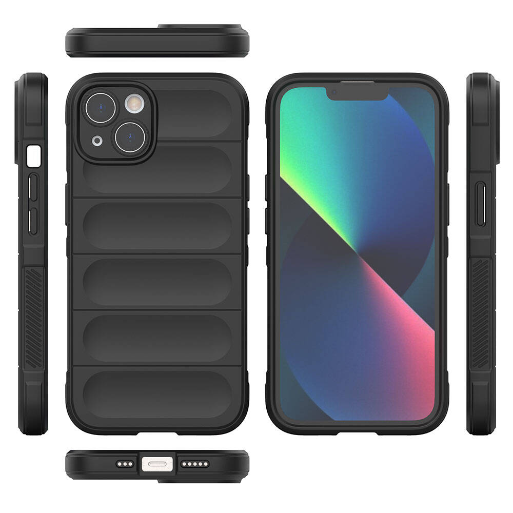 Apple iPhone 13 Kılıf Esnek TPU Oyuklu Arka Yüzey Tasarımlı Zore Etnik Silikon Kapak Lacivert