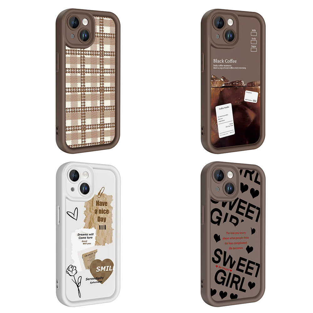 Apple iPhone 13 Kılıf Kamera Korumalı Baskılı Arka Yüzey Zore Klas Kapak Beyaz