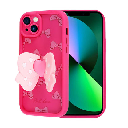 Apple iPhone 13 Kılıf Kamera Korumalı Figür Tasarımlı Zore Kapya Kapak Pembe Koyu