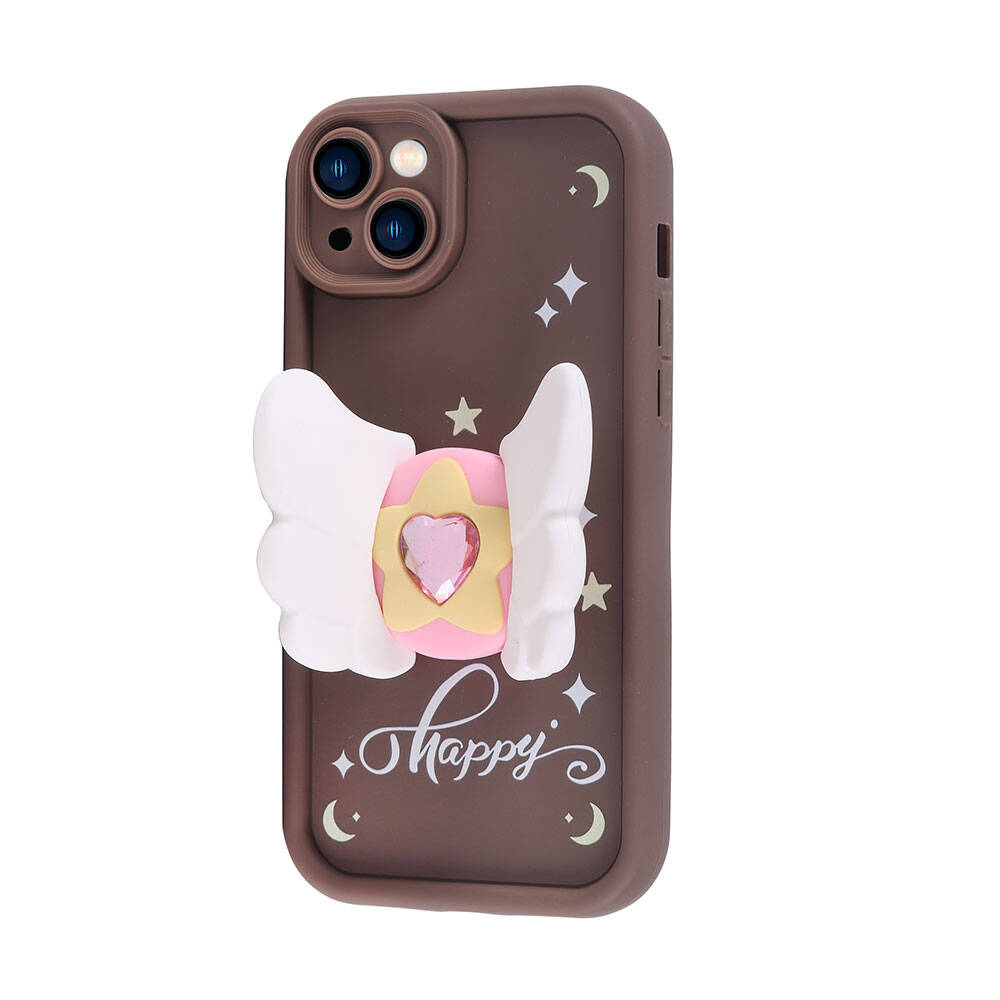 Apple iPhone 13 Kılıf Kamera Korumalı Figür Tasarımlı Zore Kapya Kapak Pembe Koyu