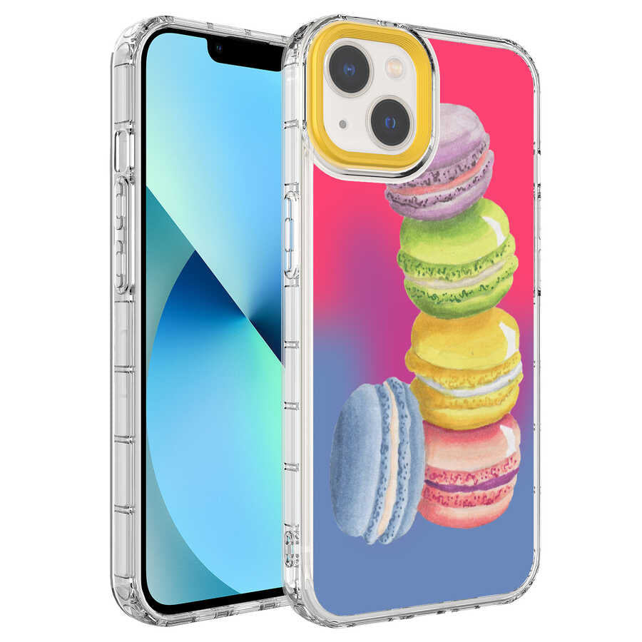 Apple iPhone 13 Kılıf Kamera Korumalı Renkli Desenli Sert Silikon Zore Korn Kapak