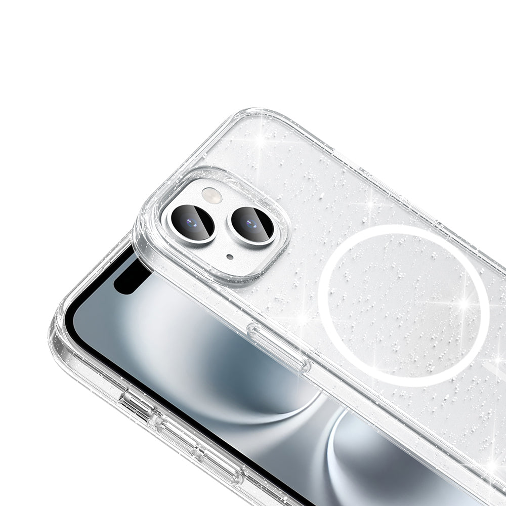 Apple iPhone 13 Kılıf M-safe Şarj Özellikli Parlayan Simli Saydam Renkli Zore Maris Kapak Şeffaf