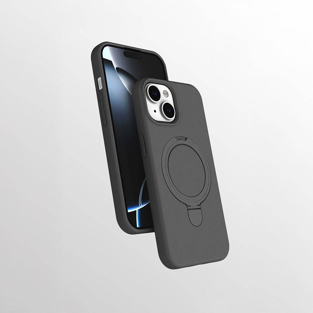 Apple iPhone 13 Kılıf M-safe Şarj Özellikli Standlı Zore Samara Kapak Lacivert