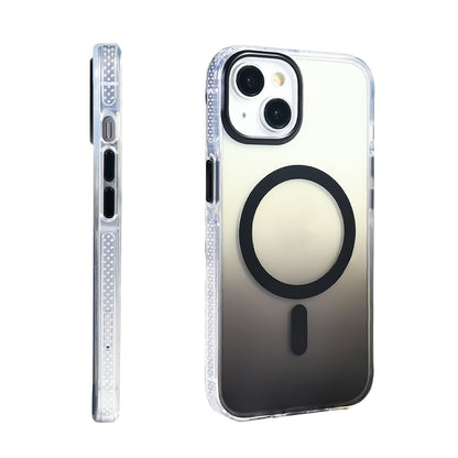 Apple iPhone 13 Kılıf M-safe Şarj Özellikli Transparan Renk Geçişli Zore Toros Kapak Siyah