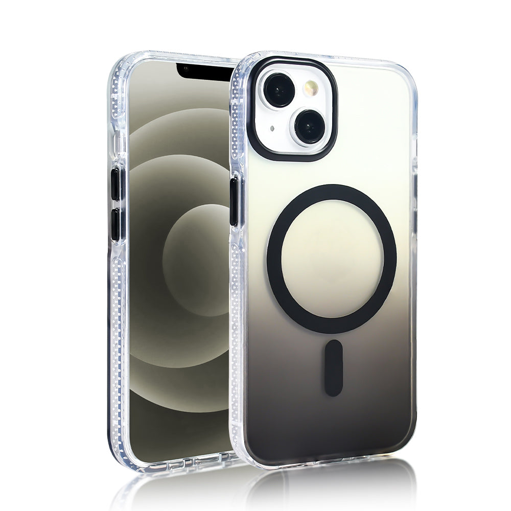 Apple iPhone 13 Kılıf M-safe Şarj Özellikli Transparan Renk Geçişli Zore Toros Kapak Siyah