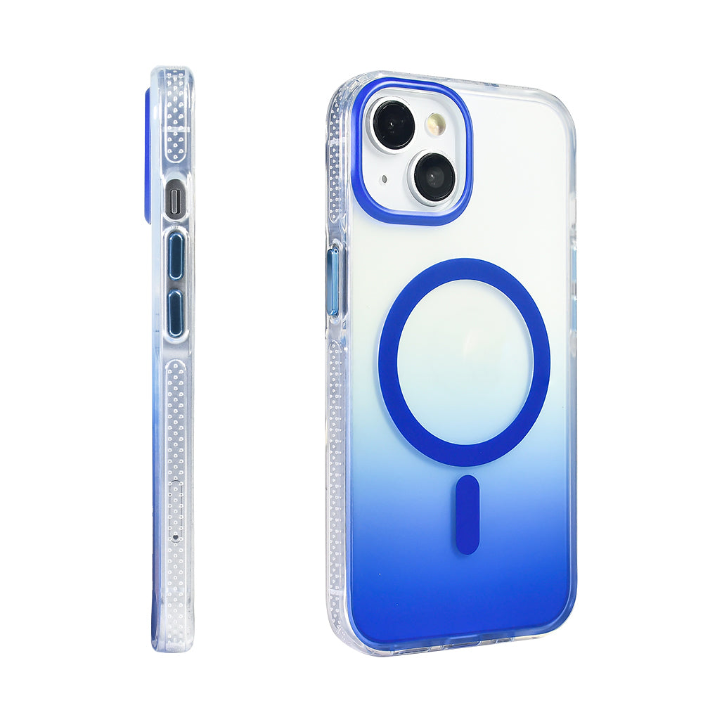 Apple iPhone 13 Kılıf M-safe Şarj Özellikli Transparan Renk Geçişli Zore Toros Kapak Lila