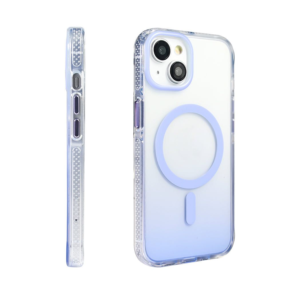 Apple iPhone 13 Kılıf M-safe Şarj Özellikli Transparan Renk Geçişli Zore Toros Kapak Turuncu