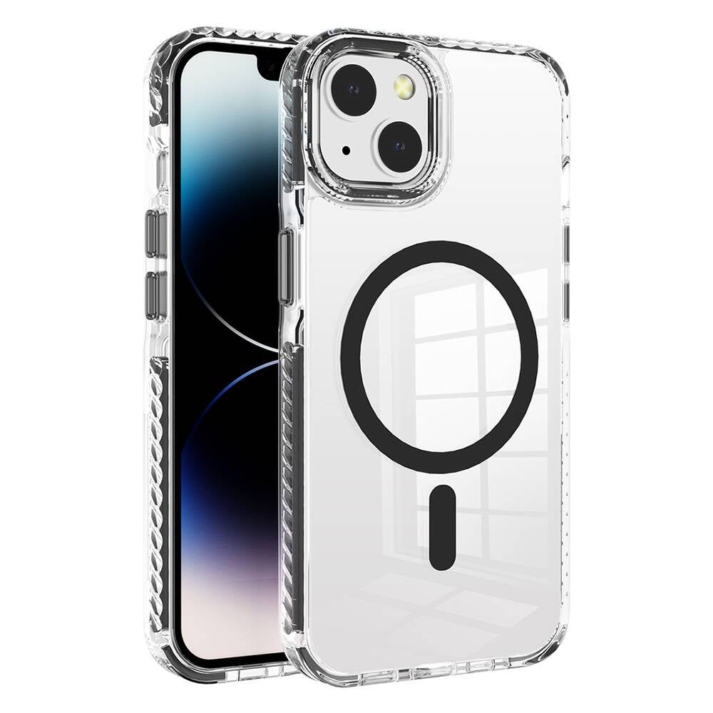 Apple iPhone 13 Kılıf M-safe Şarj Özellikli Airbagli Takılabilir Askı Aparatlı Zore Nana Kapak Siyah