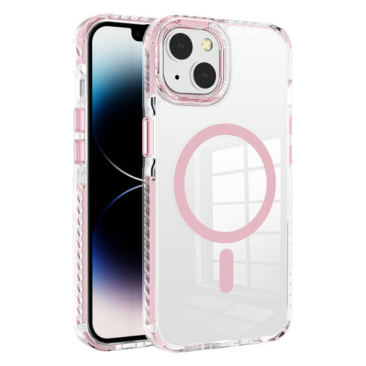 Apple iPhone 13 Kılıf M-safe Şarj Özellikli Airbagli Takılabilir Askı Aparatlı Zore Nana Kapak Pembe