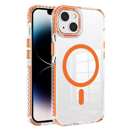 Apple iPhone 13 Kılıf M-safe Şarj Özellikli Airbagli Takılabilir Askı Aparatlı Zore Nana Kapak Turuncu