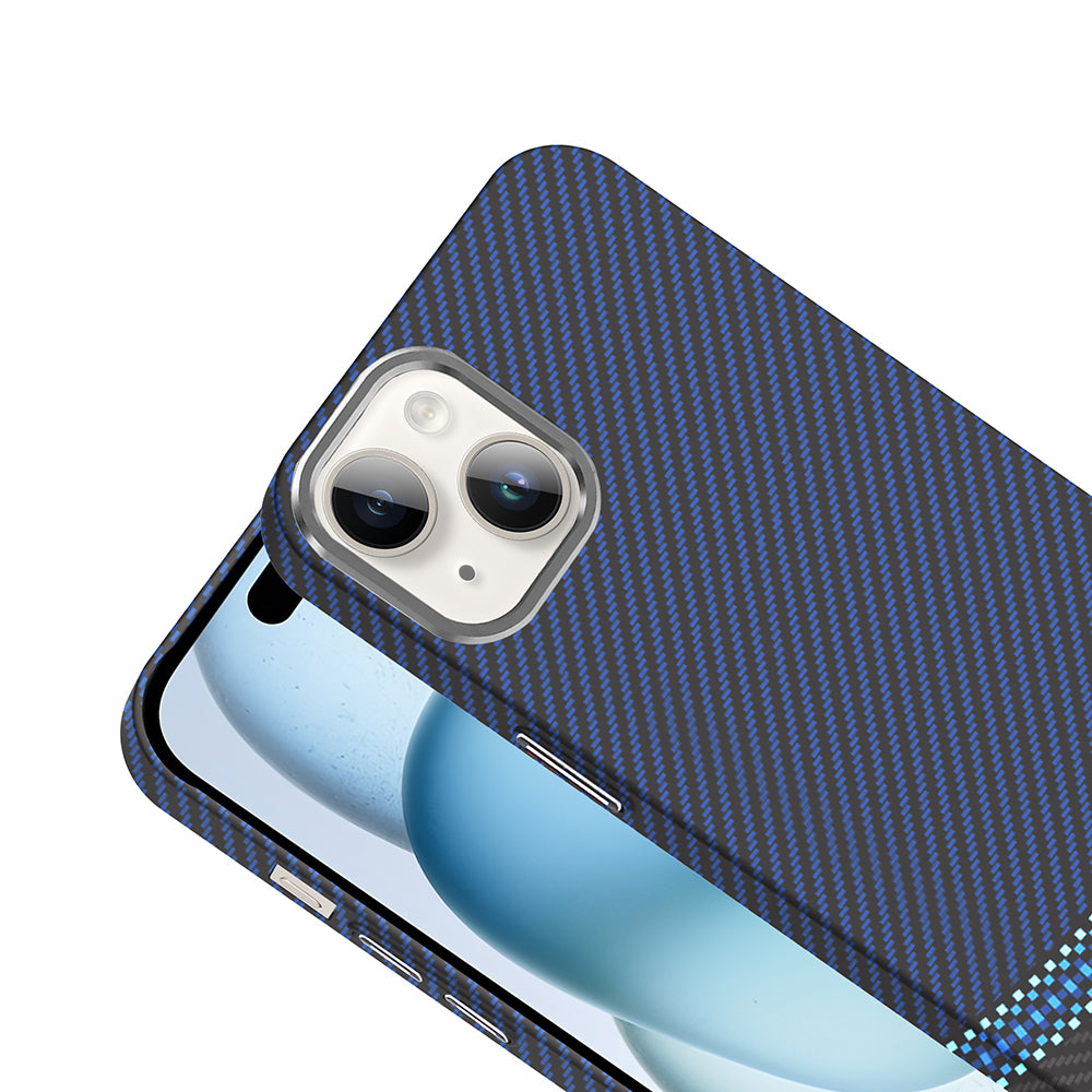 Apple iPhone 13 Kılıf M-safe Şarj Özellikli Karbon Fiber Görünümlü Zore Gros Kapak Desert Titanyum