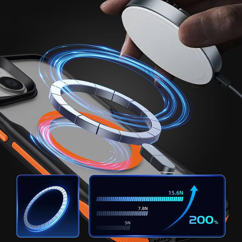 Apple iPhone 13 Kılıf M-safe Şarj Özellikli Renkli Kenar Airbag Şeritli Zore Lamer Kapak Mor