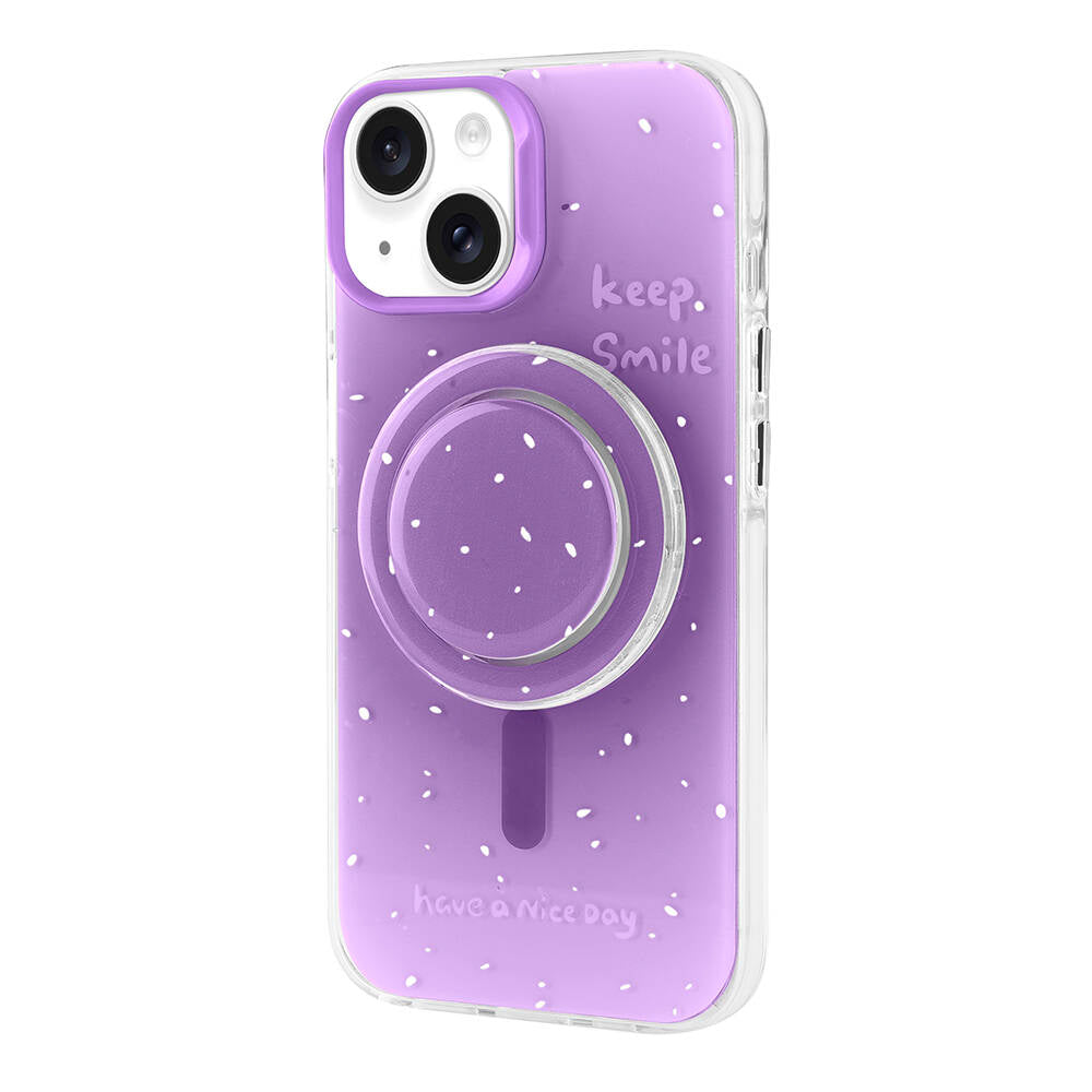 Apple iPhone 13 Kılıf M-safe Şarj Özellikli Tak-Çıkar Pop Soketli Zore Tiktok Kapak Mor