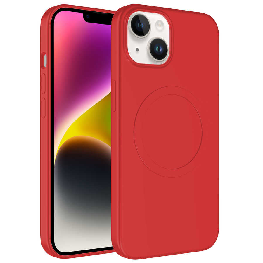 Apple iPhone 13 Kılıf M-safe Wireless Şarj Özellikli Pastel Renk Silikon Zore Plas Kapak