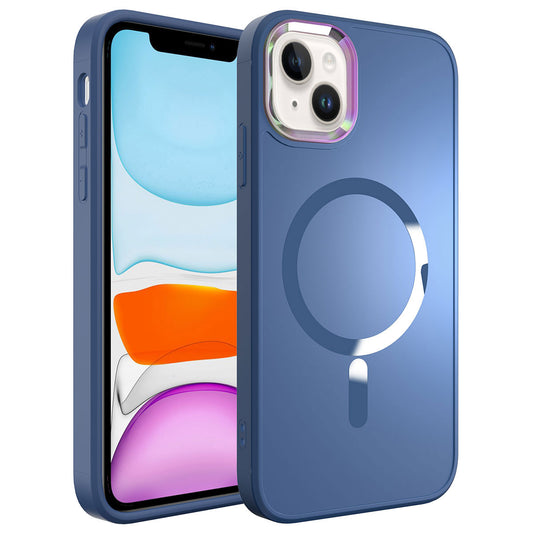 Apple iPhone 13 Kılıf M-safe Wireless Şarj Özellikli Zore Stil Kapak Sierra Mavi