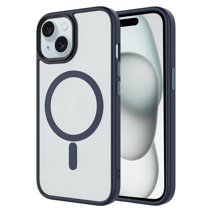 Apple iPhone 13 Kılıf Mat Arka Yüzey Wireless Şarj Özellikli Zore Flet M-safe Kapak Lacivert