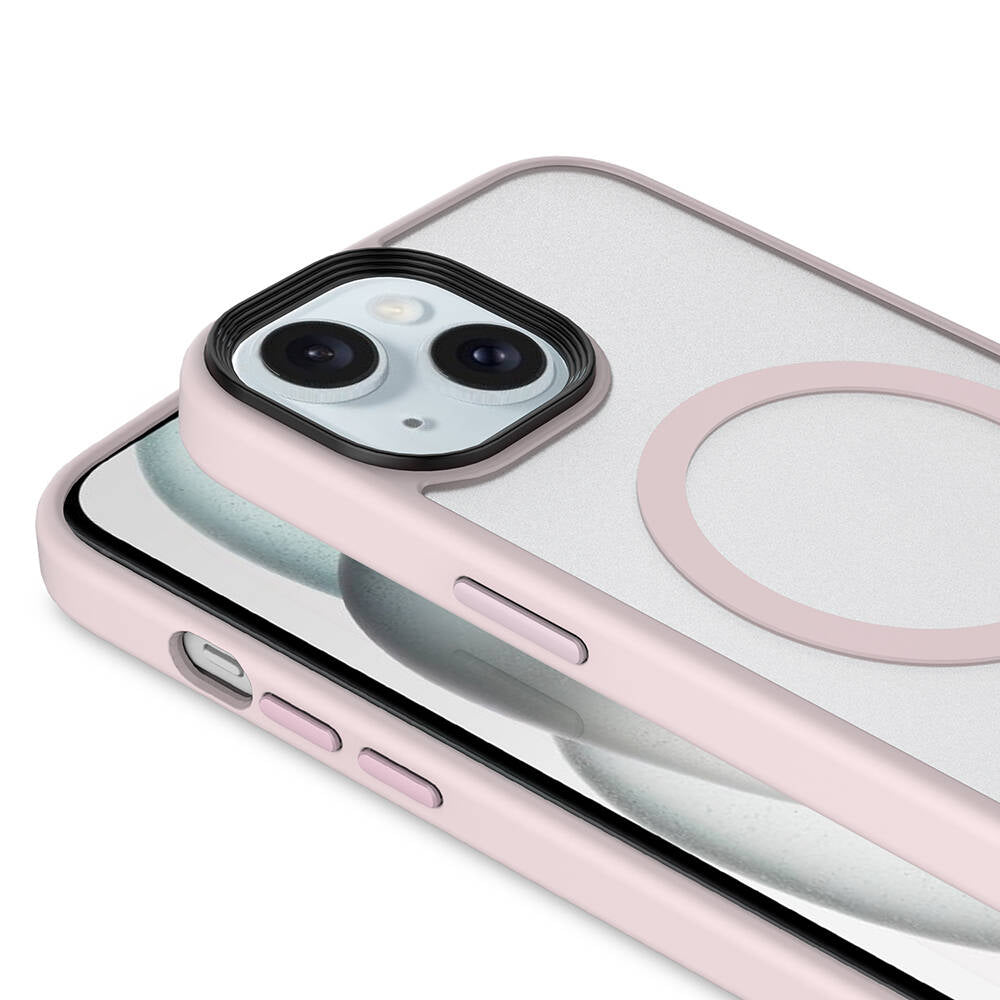 Apple iPhone 13 Kılıf Mat Arka Yüzey Wireless Şarj Özellikli Zore Flet M-safe Kapak Siyah