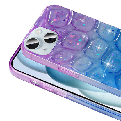 Apple iPhone 13 Kılıf Simli 3D Desenli Zore Hacar Kapak Pembe-Mavi