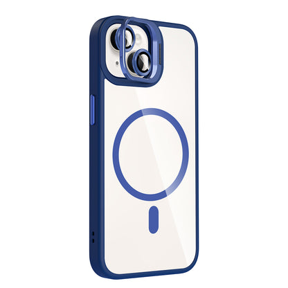 Apple iPhone 13 Kılıf Standlı ve Kamera Lens Hediyeli M-Safe Şarj Özellikli Zore Etro Kapak Gri