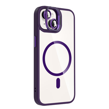 Apple iPhone 13 Kılıf Standlı ve Kamera Lens Hediyeli M-Safe Şarj Özellikli Zore Etro Kapak Siyah