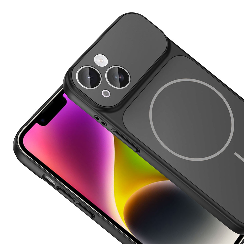 Apple iPhone 13 Kılıf Zore M-Safe Şarj Özellikli Kamera Korumalı Formen Kapak Turuncu