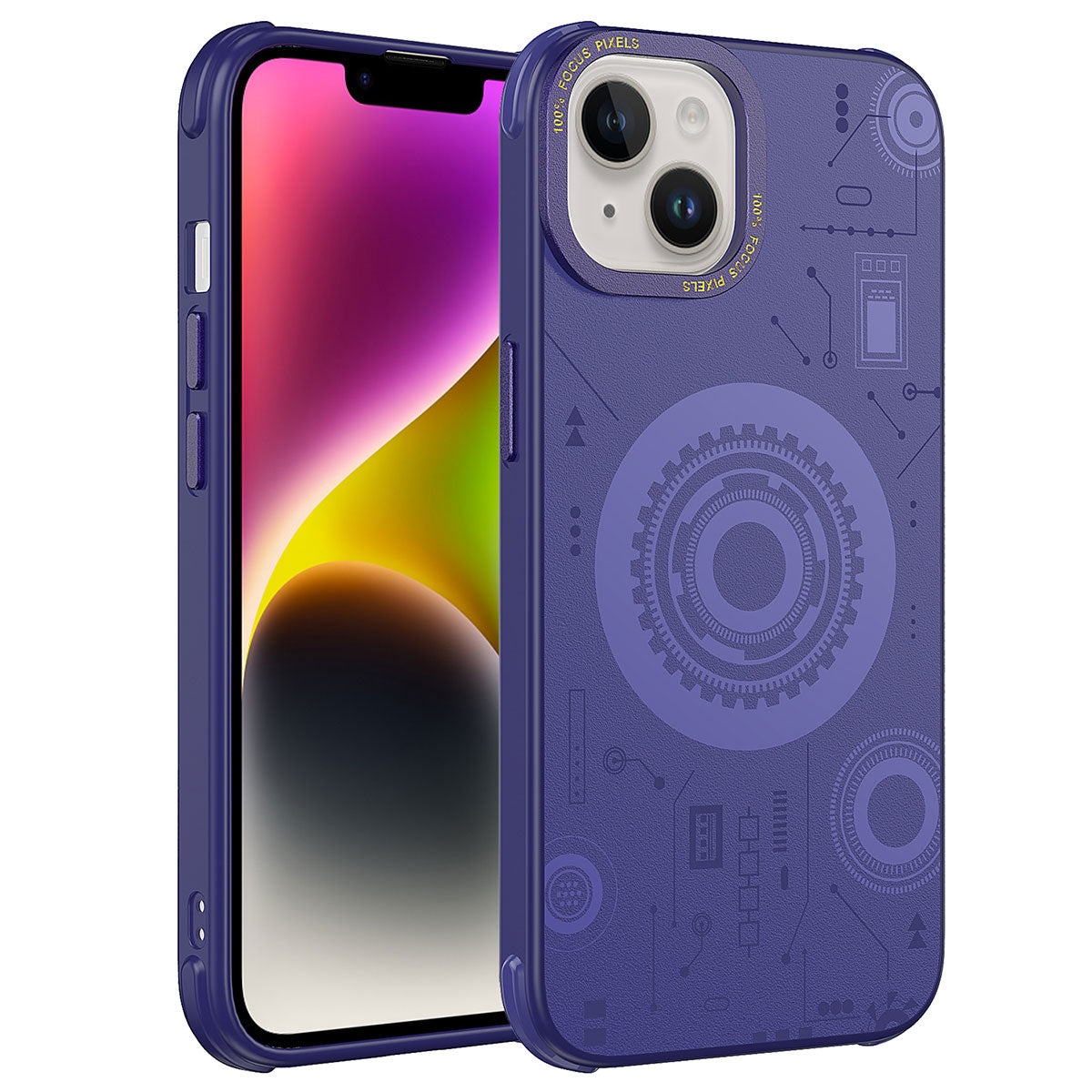 Apple iPhone 13 Kılıf Zore Wireless Şarj Özellikli Desenli Hot Kapak Beyaz