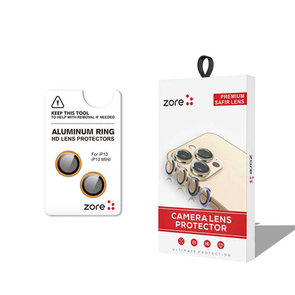 Apple iPhone 13 Mini Zore CL-12 Premium Safir Parmak İzi Bırakmayan Anti-Reflective Kamera Lens Koruyucu Mavi