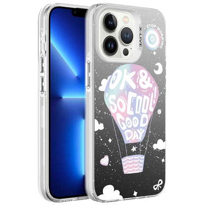 Apple iPhone 13 Pro Kılıf Desenli Zore Silver Sert Kapak Balon