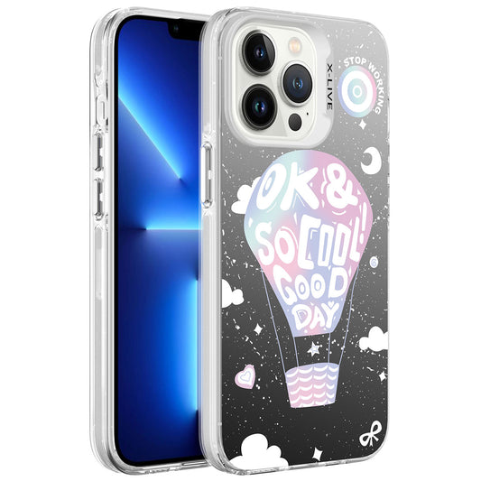 Apple iPhone 13 Pro Kılıf Desenli Zore Silver Sert Kapak Balon