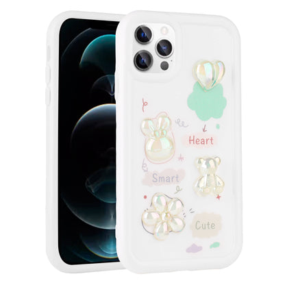 Apple iPhone 13 Pro Kılıf Kabartma Figürlü Parlak Zore Toys Silikon Kapak Beyaz