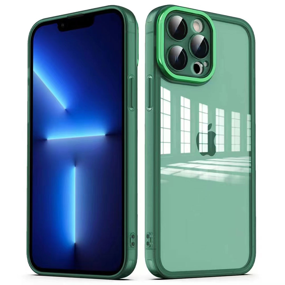 Apple iPhone 13 Pro Kılıf Kamera Korumalı Transparan Zore Post Kapak Koyu Yeşil