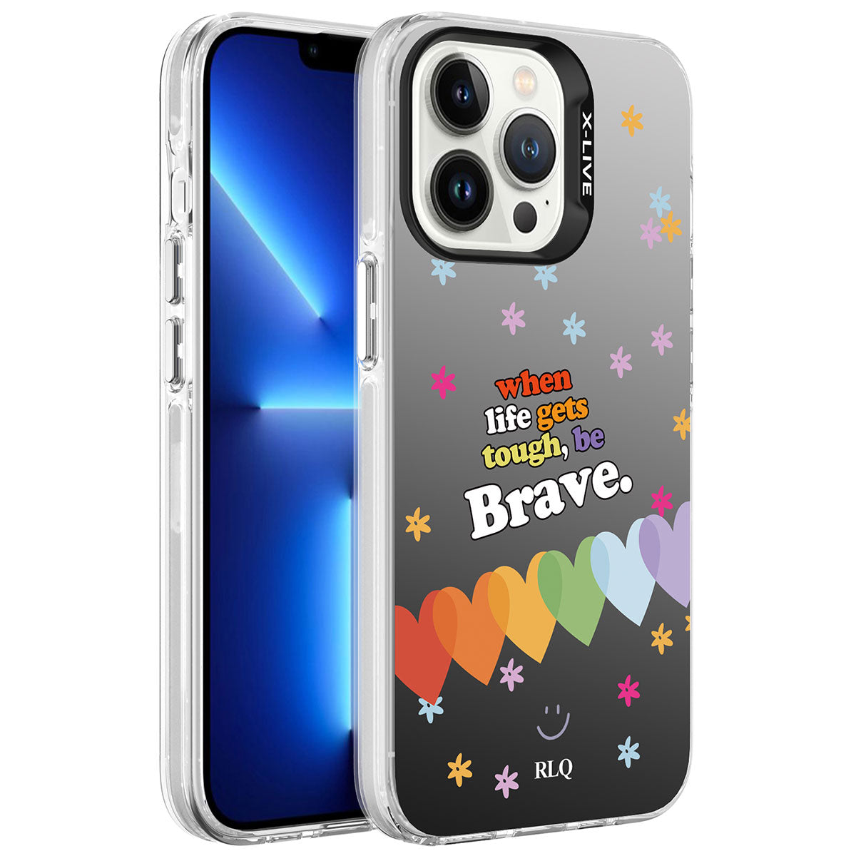 Apple iPhone 13 Pro Max Kılıf Desenli Zore Silver Sert Kapak Kalp