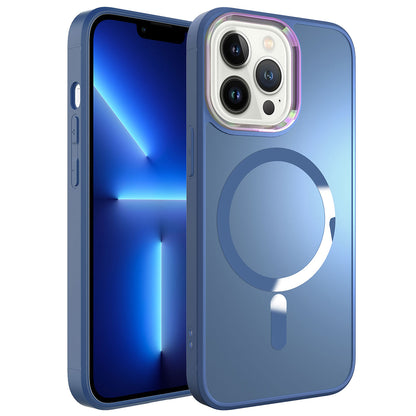 Apple iPhone 13 Pro Max Kılıf M-safe Wireless Şarj Özellikli Zore Stil Kapak Sierra Mavi