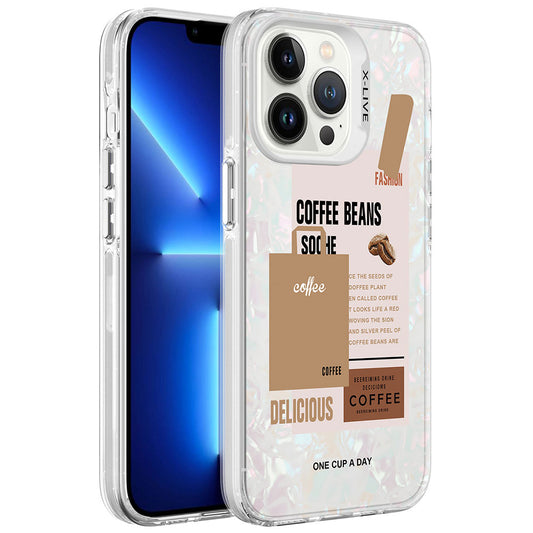 Apple iPhone 13 Pro Max Kılıf Mermer Desenli Zore Marbello Kapak Kahverengi