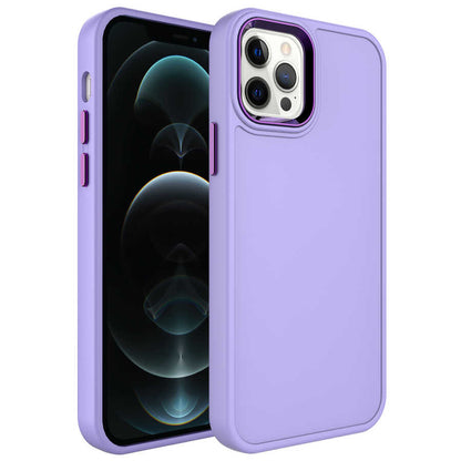 Apple iPhone 13 Pro Max Kılıf Metal Çerçeve ve Buton Tasarımlı Sert Zore Botox Kapak