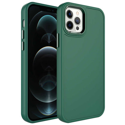 Apple iPhone 13 Pro Max Kılıf Metal Çerçeve ve Buton Tasarımlı Sert Zore Botox Kapak