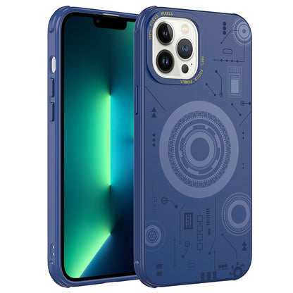 Apple iPhone 13 Pro Max Kılıf Zore Wireless Şarj Özellikli Desenli Hot Kapak Koyu Yeşil