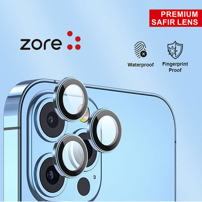 Apple iPhone 13 Pro Max Zore CL-12 Premium Safir Parmak İzi Bırakmayan Anti-Reflective Kamera Lens Koruyucu Gri