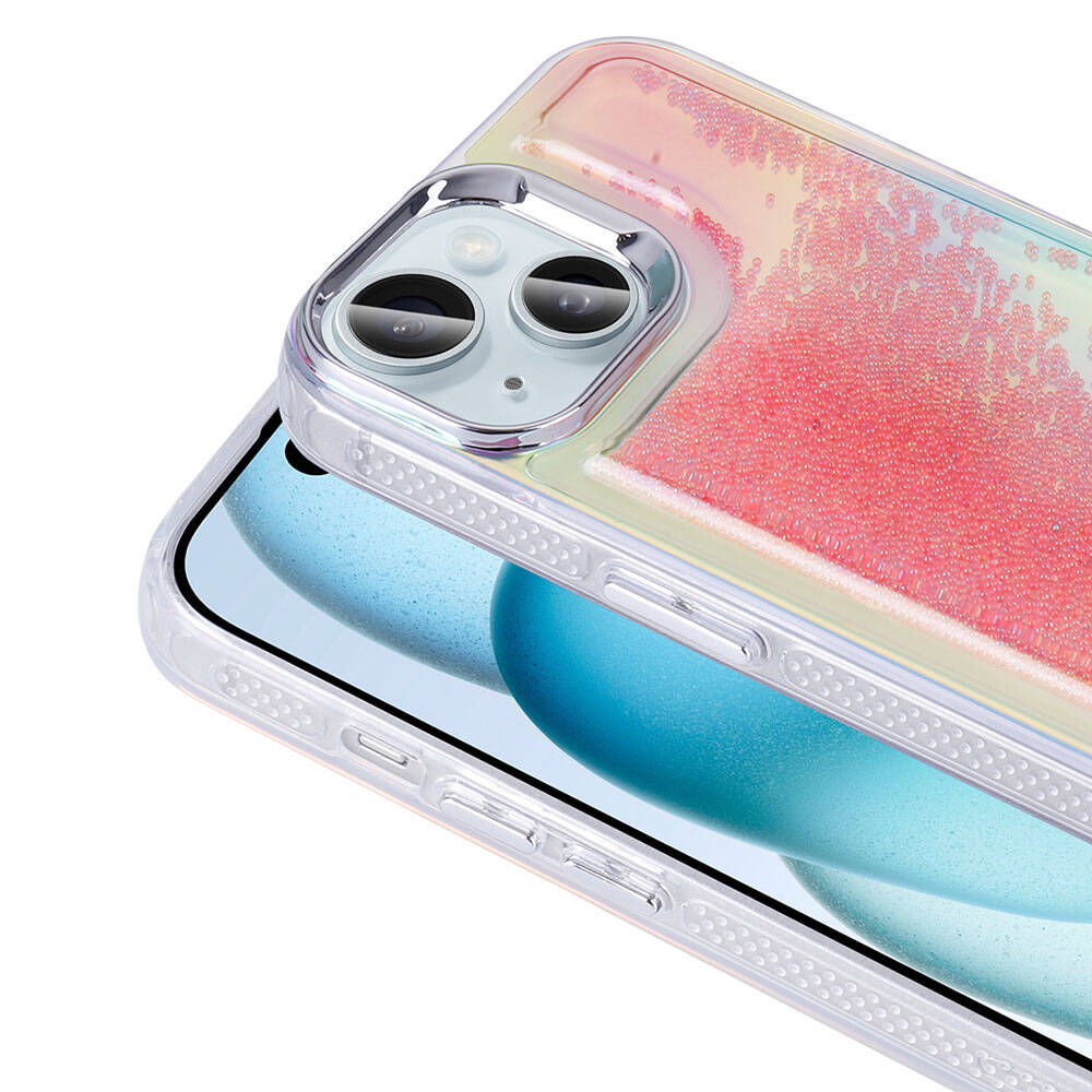 Apple iPhone 14 Kılıf Airbagli Renkli Arka Yüzey Boncuk Tasarımlı Zore Kumul Kapak Mor