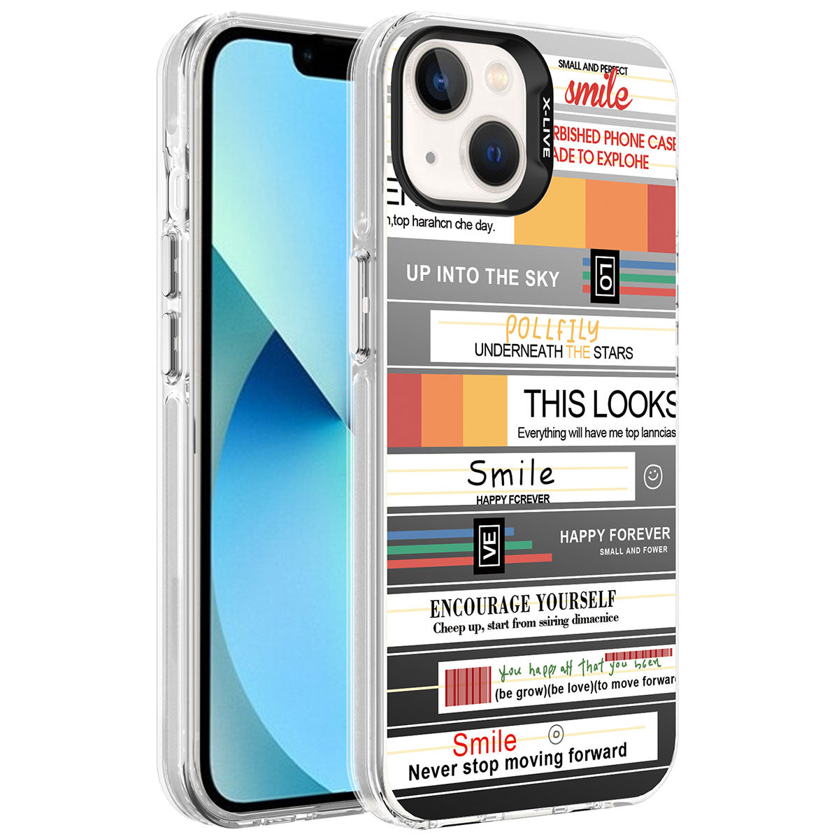 Apple iPhone 14 Kılıf Desenli Zore Silver Sert Kapak Mottolar