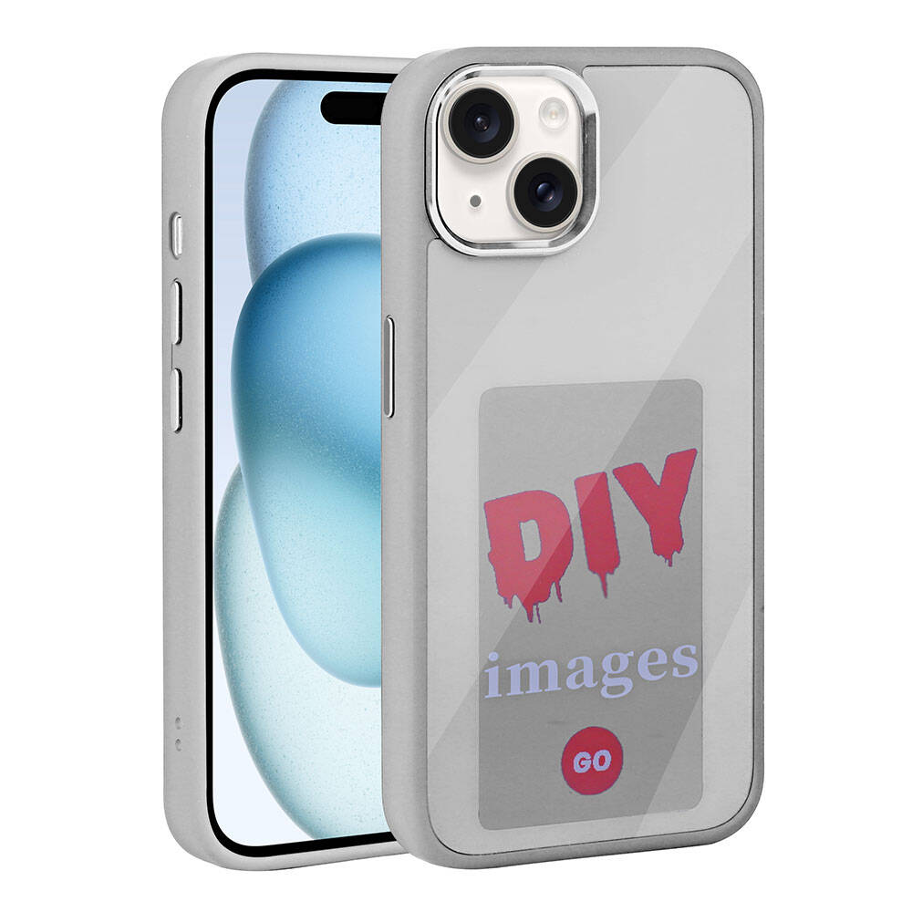 Apple iPhone 14 Kılıf Ekranı Yansıtan Zore Akıllı NFC Kapak Gri