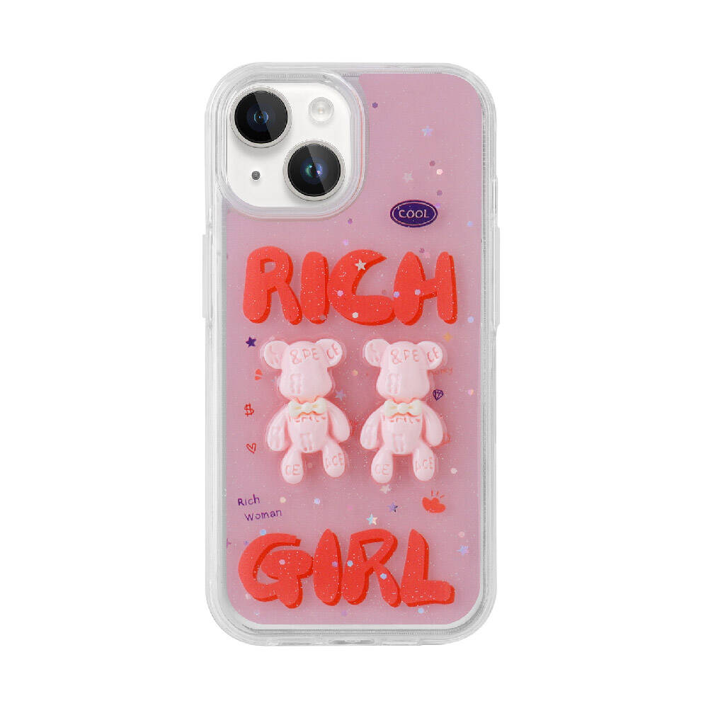 Apple iPhone 14 Kılıf Kabartma Figürlü Parlak Zore Minimini Silikon Kapak Pembe