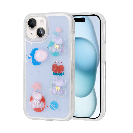 Apple iPhone 14 Kılıf Kabartma Figürlü Parlak Zore Minimini Silikon Kapak Mor