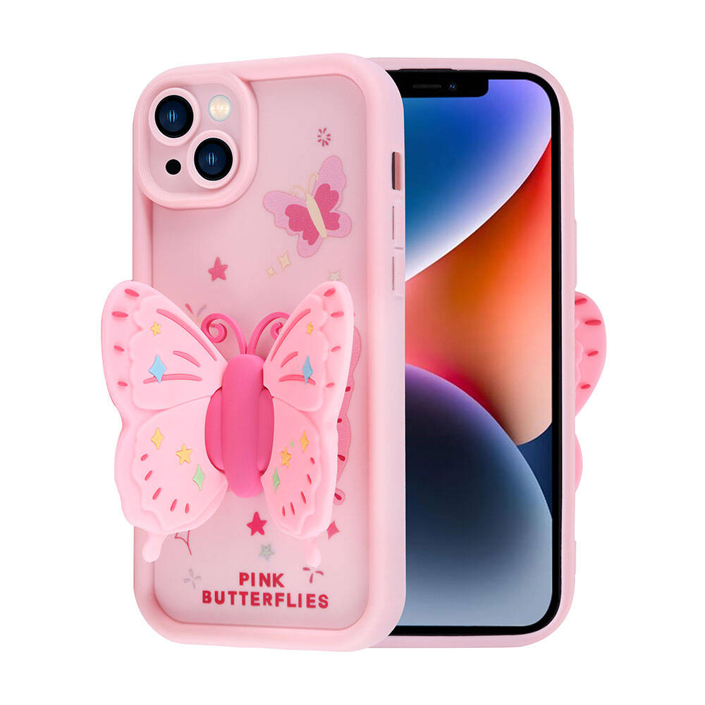 Apple iPhone 14 Kılıf Kamera Korumalı Figür Tasarımlı Zore Kapya Kapak Koyu Kahve