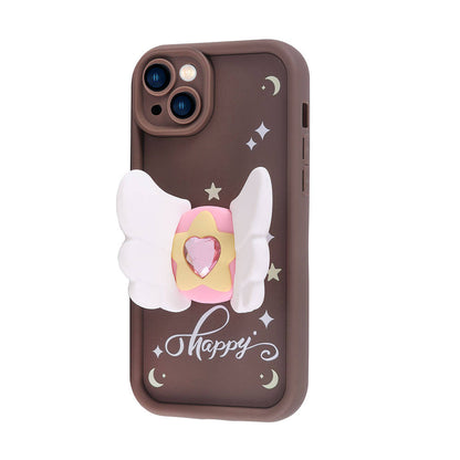 Apple iPhone 14 Kılıf Kamera Korumalı Figür Tasarımlı Zore Kapya Kapak Pembe Koyu