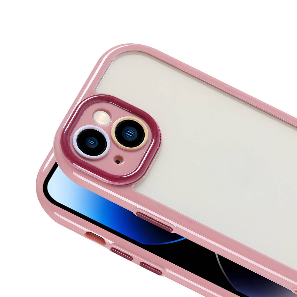 Apple iPhone 14 Kılıf Kamera Korumalı Renkli Kenar ve Çerçeve Tasarımlı Zore Vitamin Kapak Yeşil