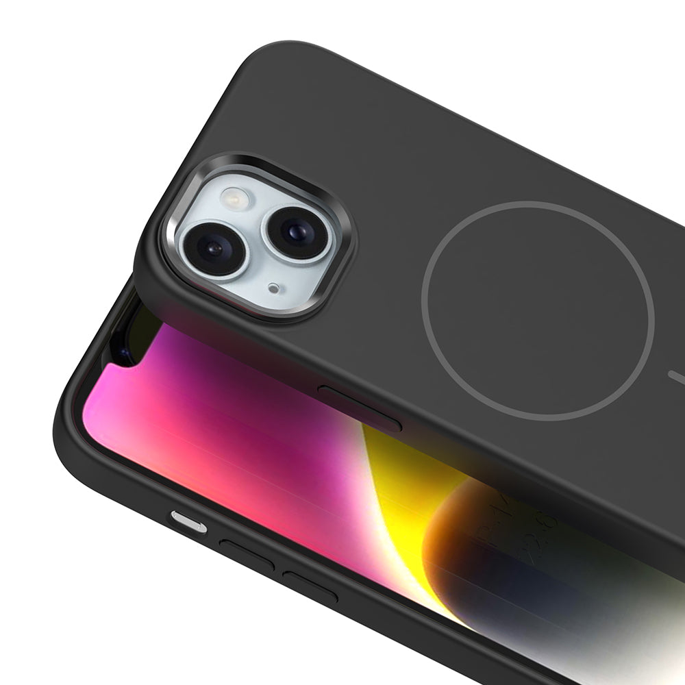 Apple iPhone 14 Kılıf M-Safe Şarj Özellikli Metal Kamera Çerçeveli Zore Edi Silikon Kapak Mor