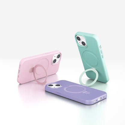 Apple iPhone 14 Kılıf M-safe Şarj Özellikli Standlı Zore Samara Kapak Lila